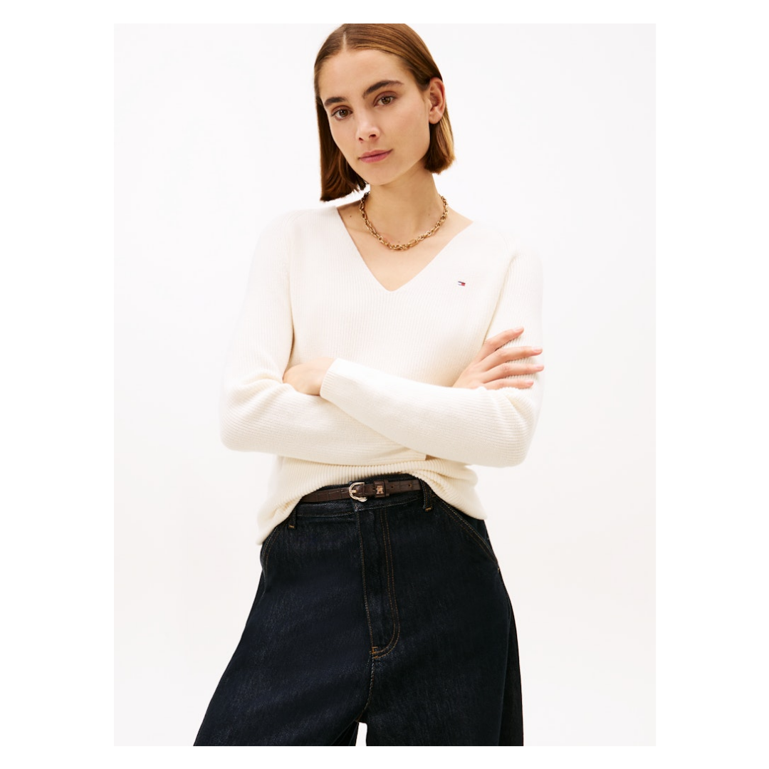 Tommy Hilfiger - Damen Pullover - Weiß petal - Größe: M - bei Tara-M