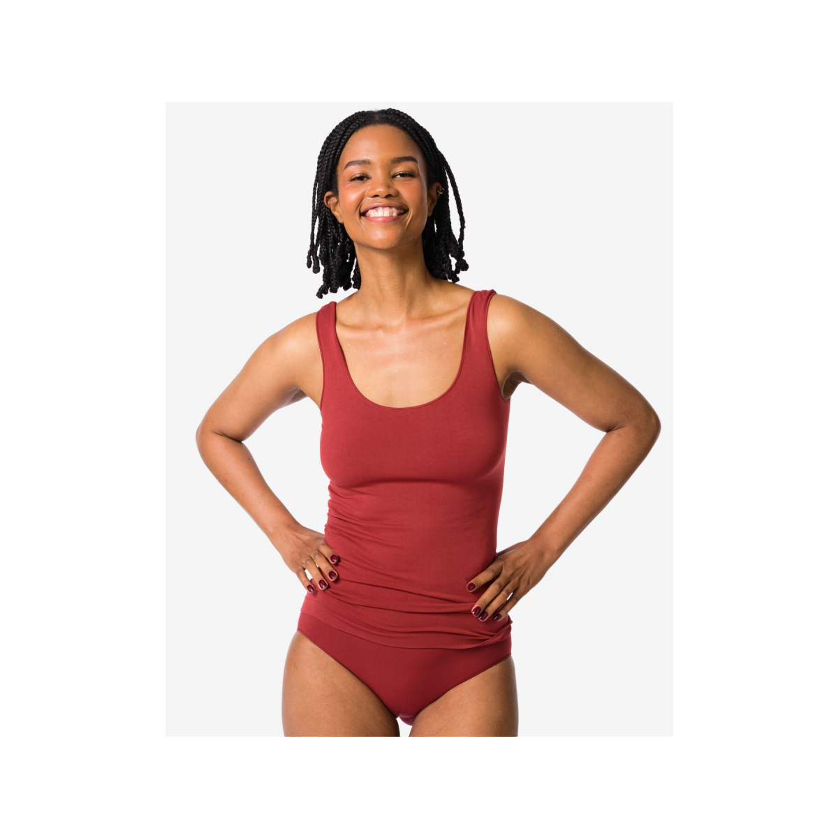 HEMA Dameshemd naadloos micro spaghettibandjes donkerrood (donkerrood)