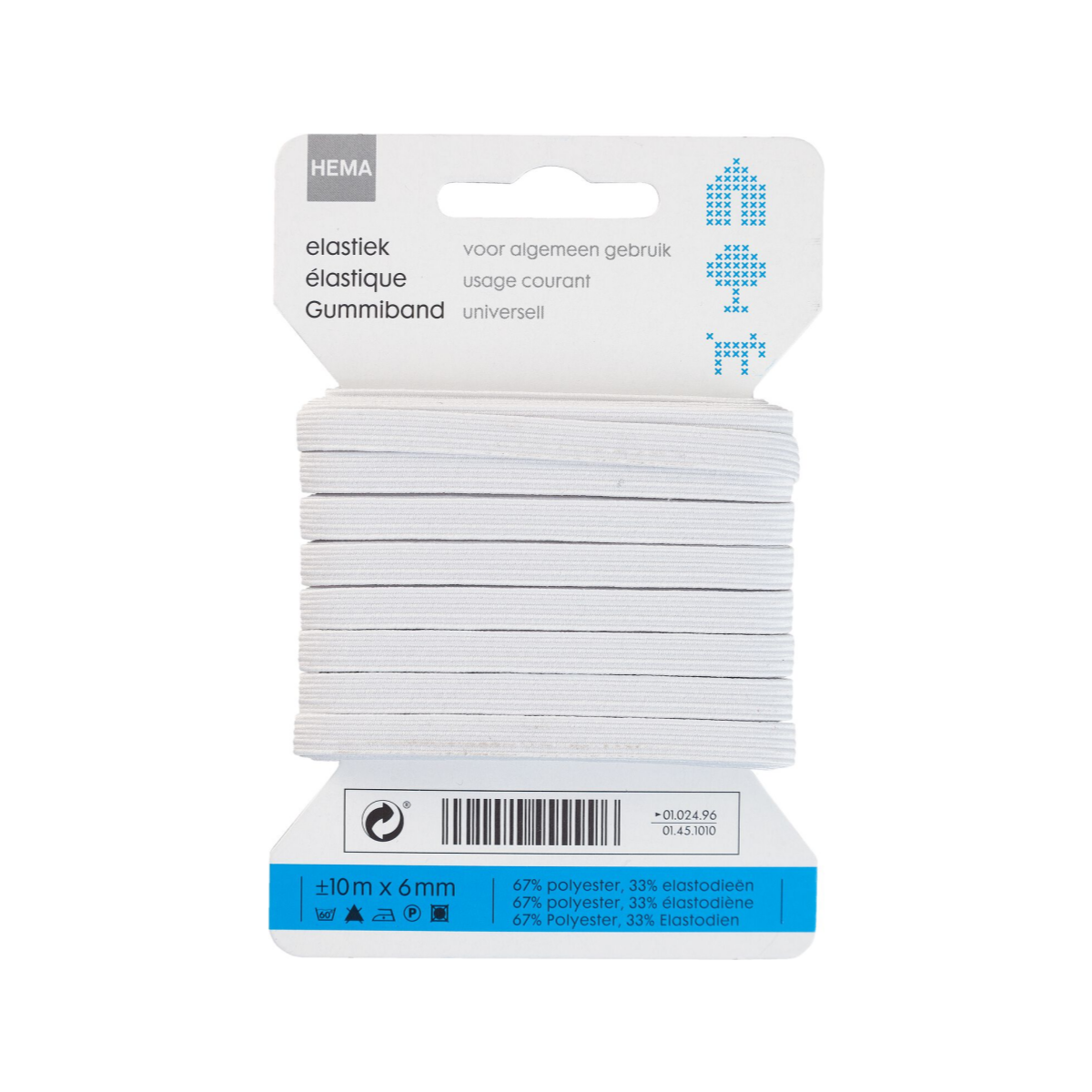 HEMA Elastiek 10mx6mm wit (wit)