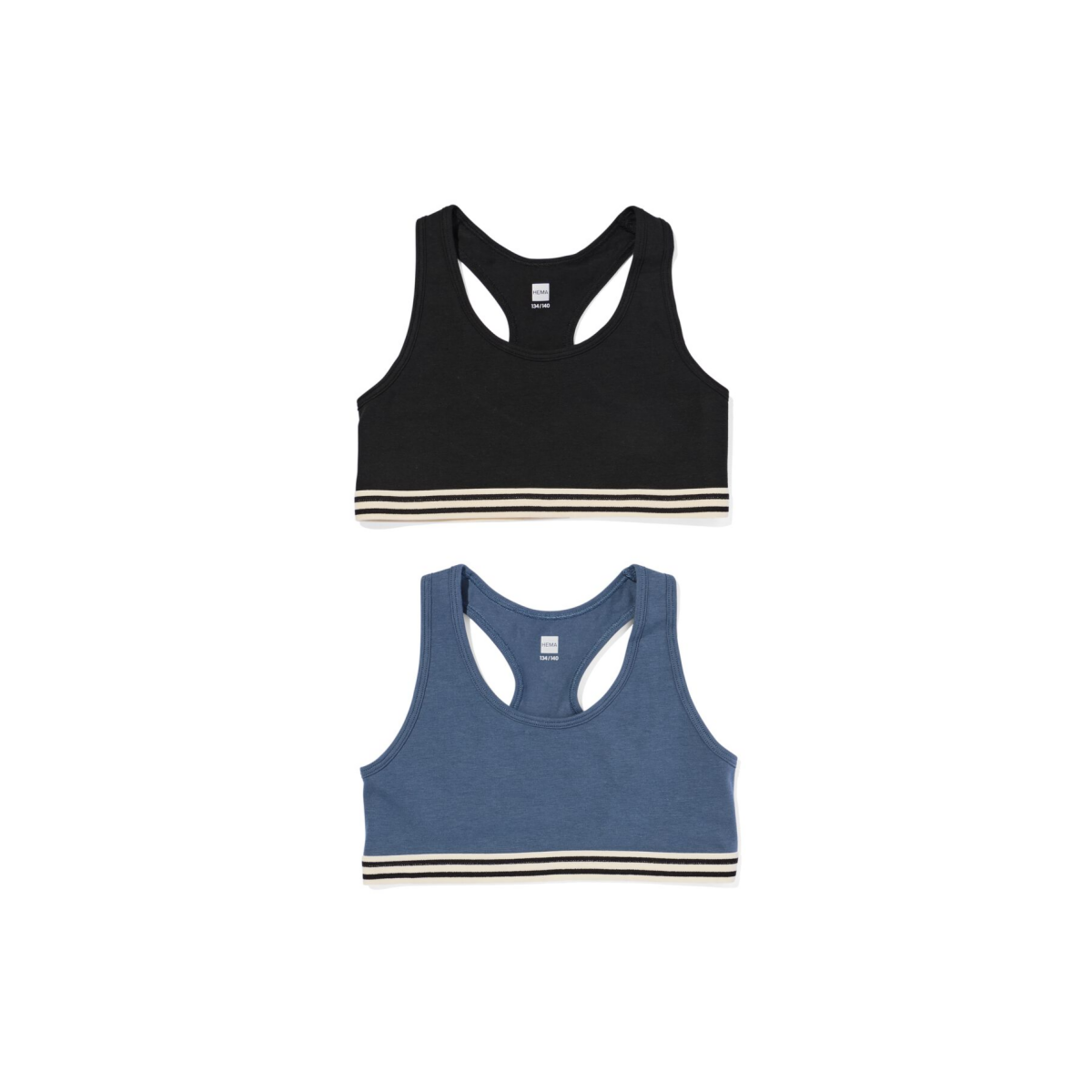 HEMA HEMA Kinder Croptops Stretch Katoen - 2 Stuks Zwart (zwart)