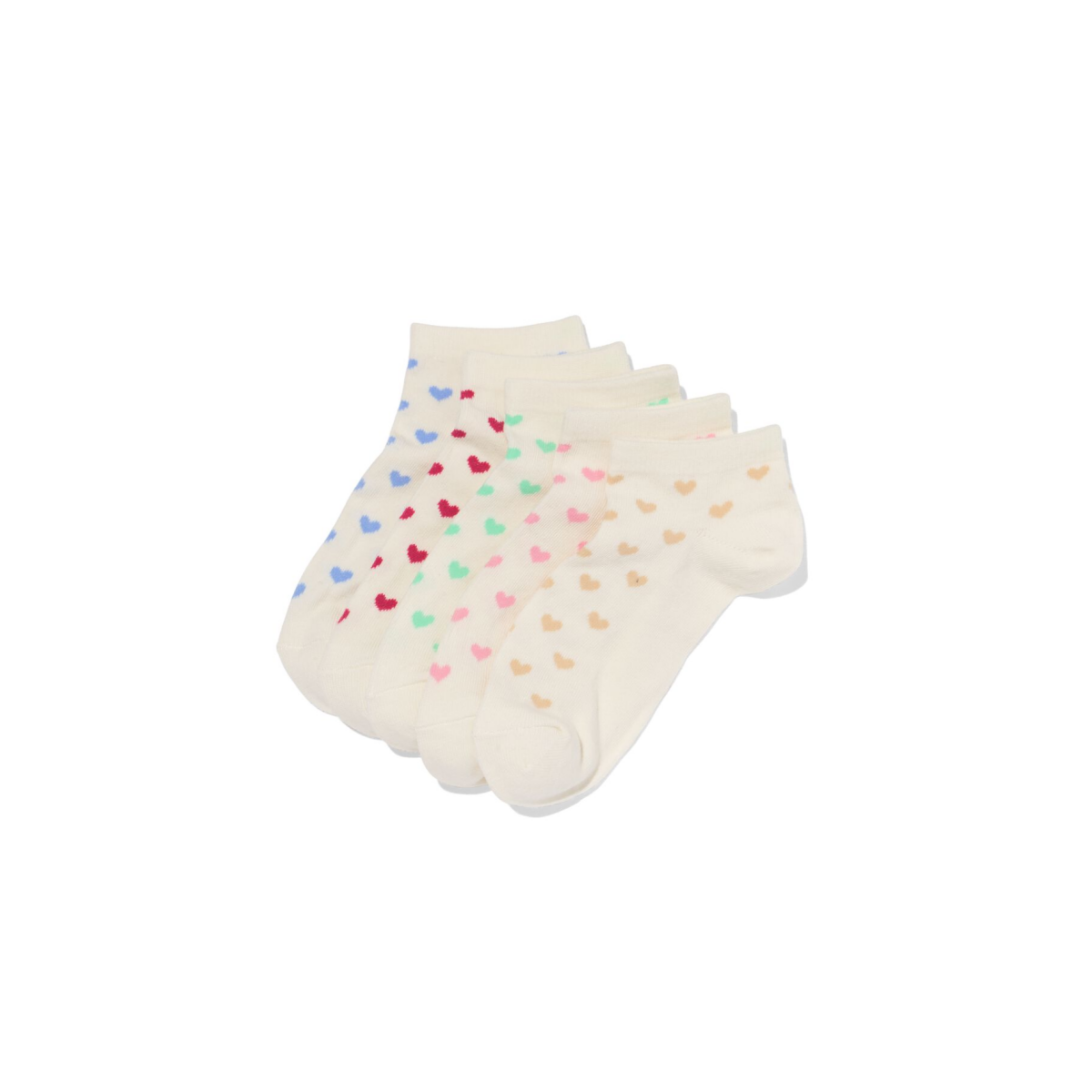 HEMA Dames enkelsokken hartjes - 5 paar beige (beige)