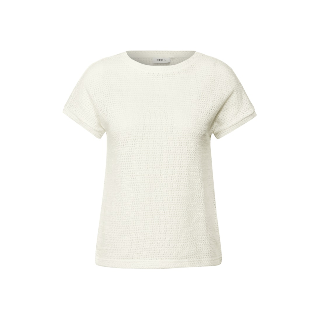 cecil T-Shirt U-Boot Lässig Baumwolle-Polyester Beige