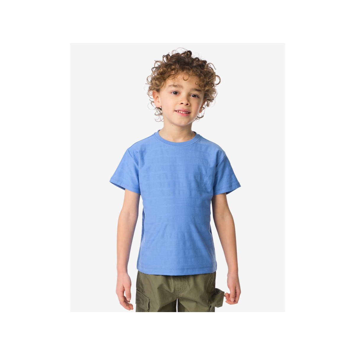 HEMA Kinder T-shirt jacquard strepen blauw (blauw)