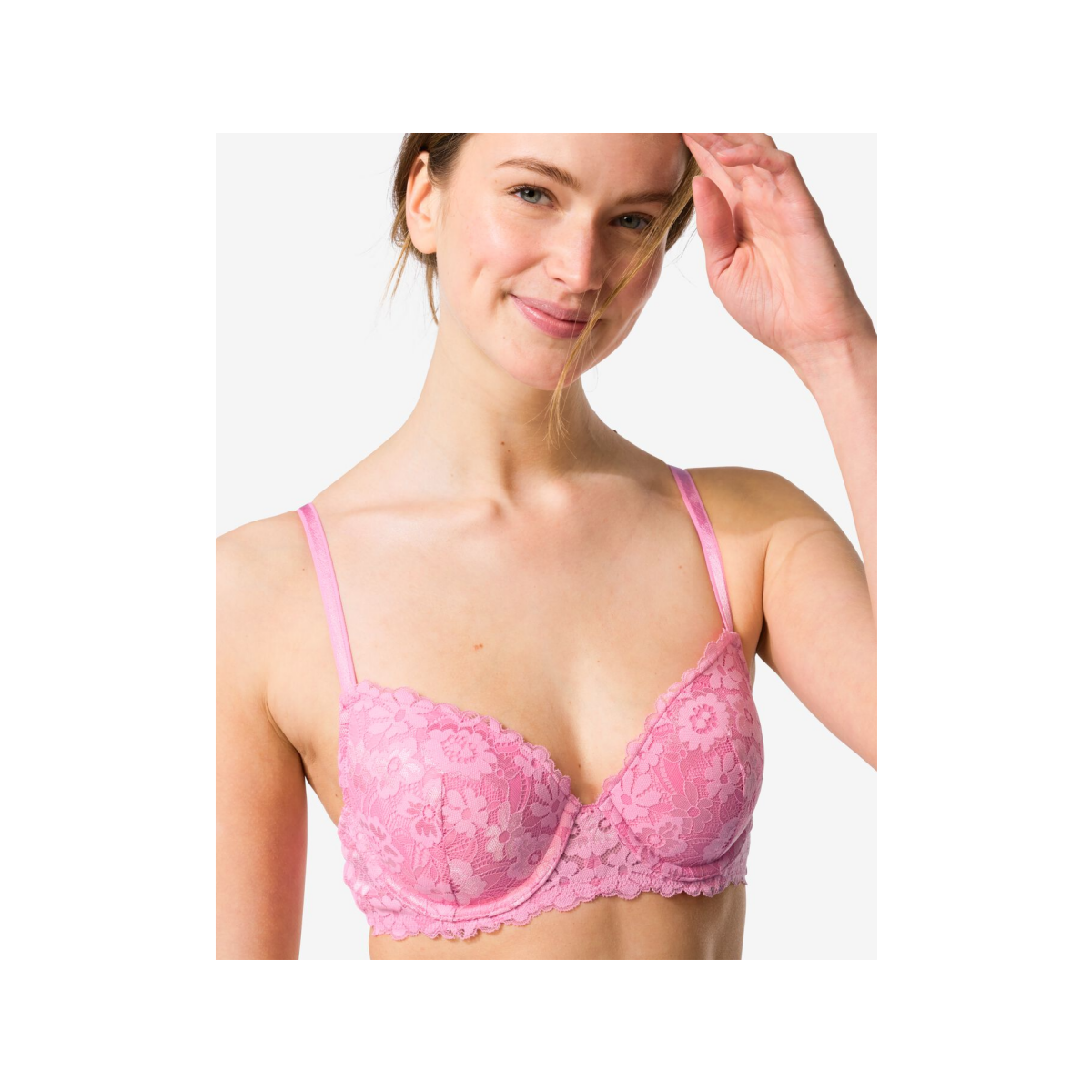 HEMA Voorgevormde kanten bh met beugel roze (roze)