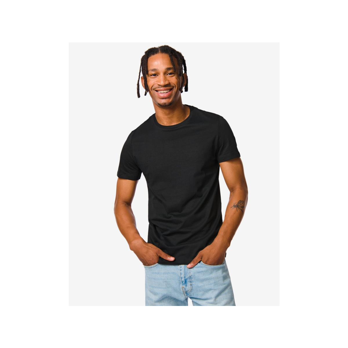 HEMA Heren t-shirt regular fit o-hals - 2 stuks zwart (zwart)