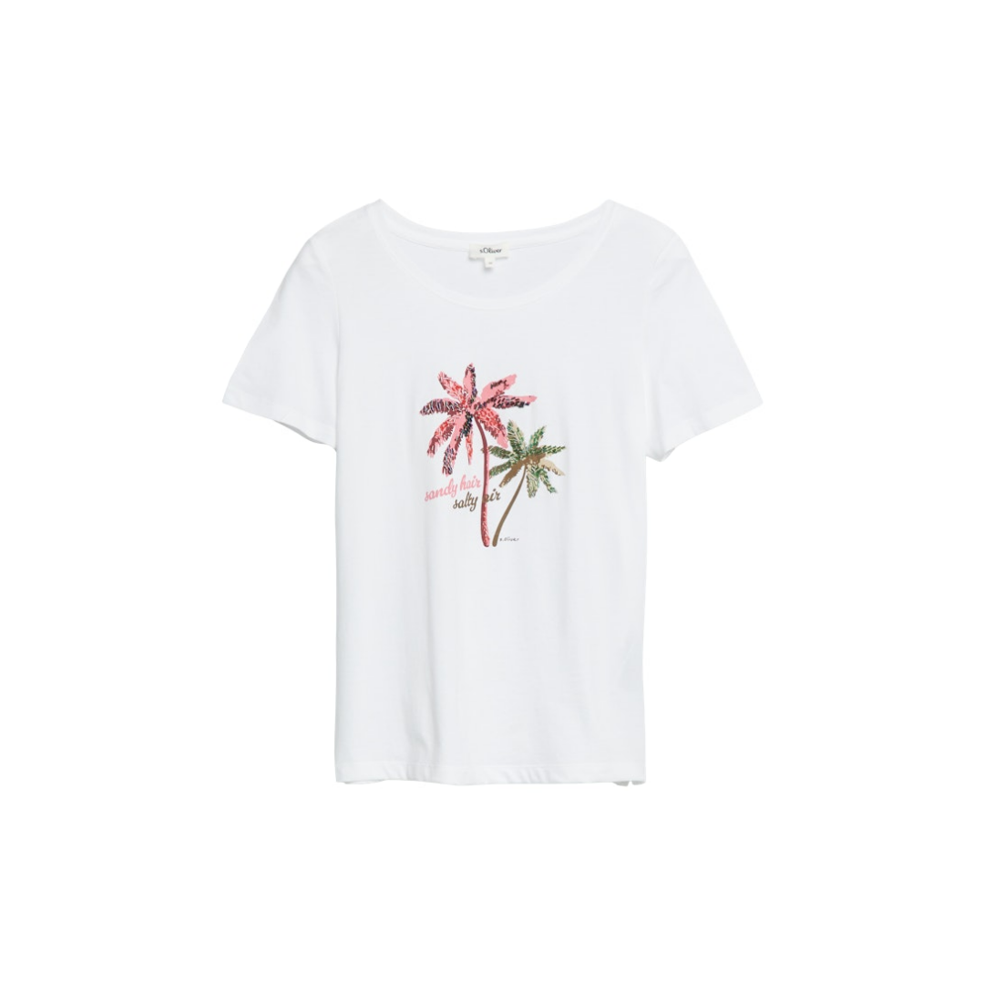 s.Oliver - Damen T-Shirt - Weiß - Größe: 42 - bei Tara-M