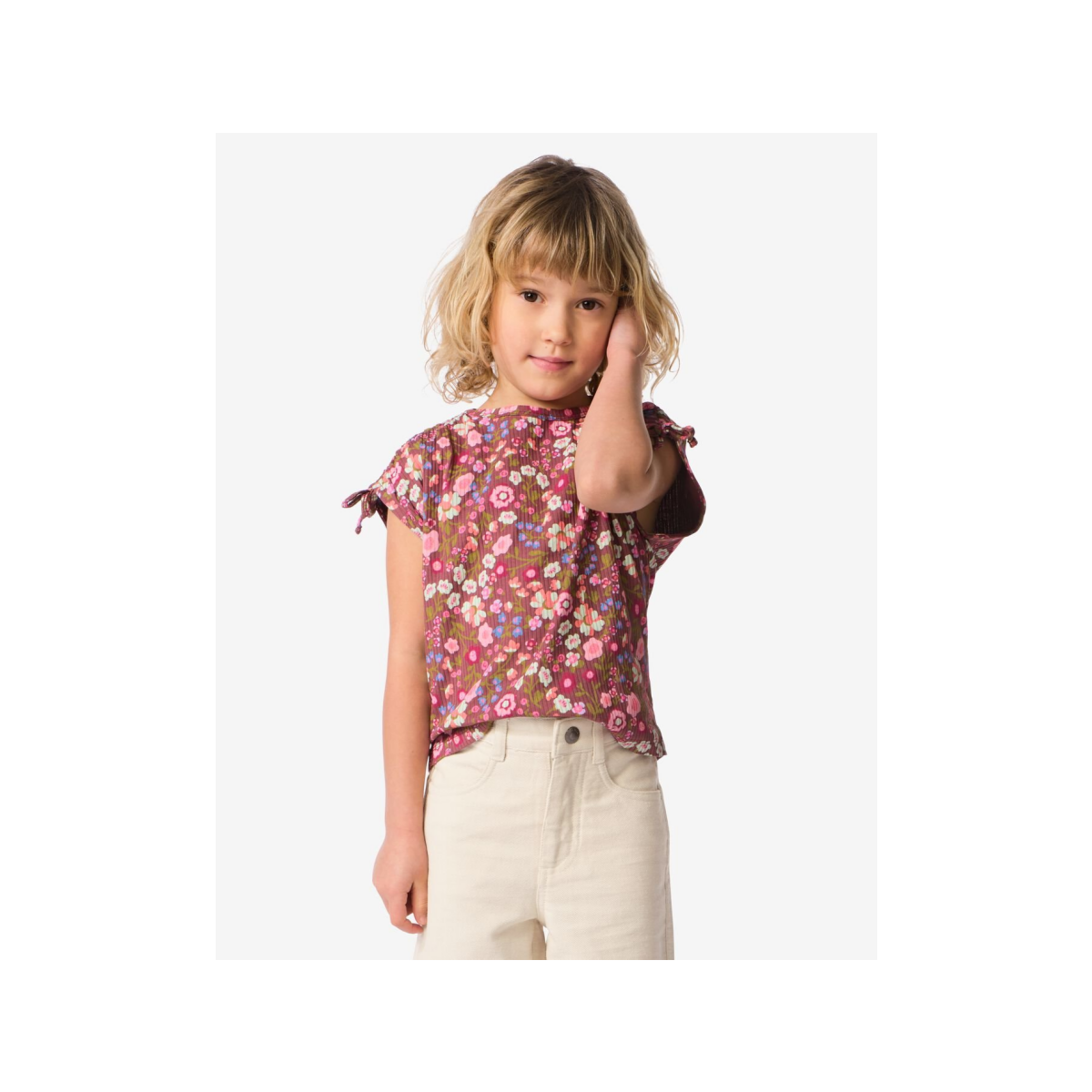 HEMA Kinder T-shirt rib fruit bruin (bruin)