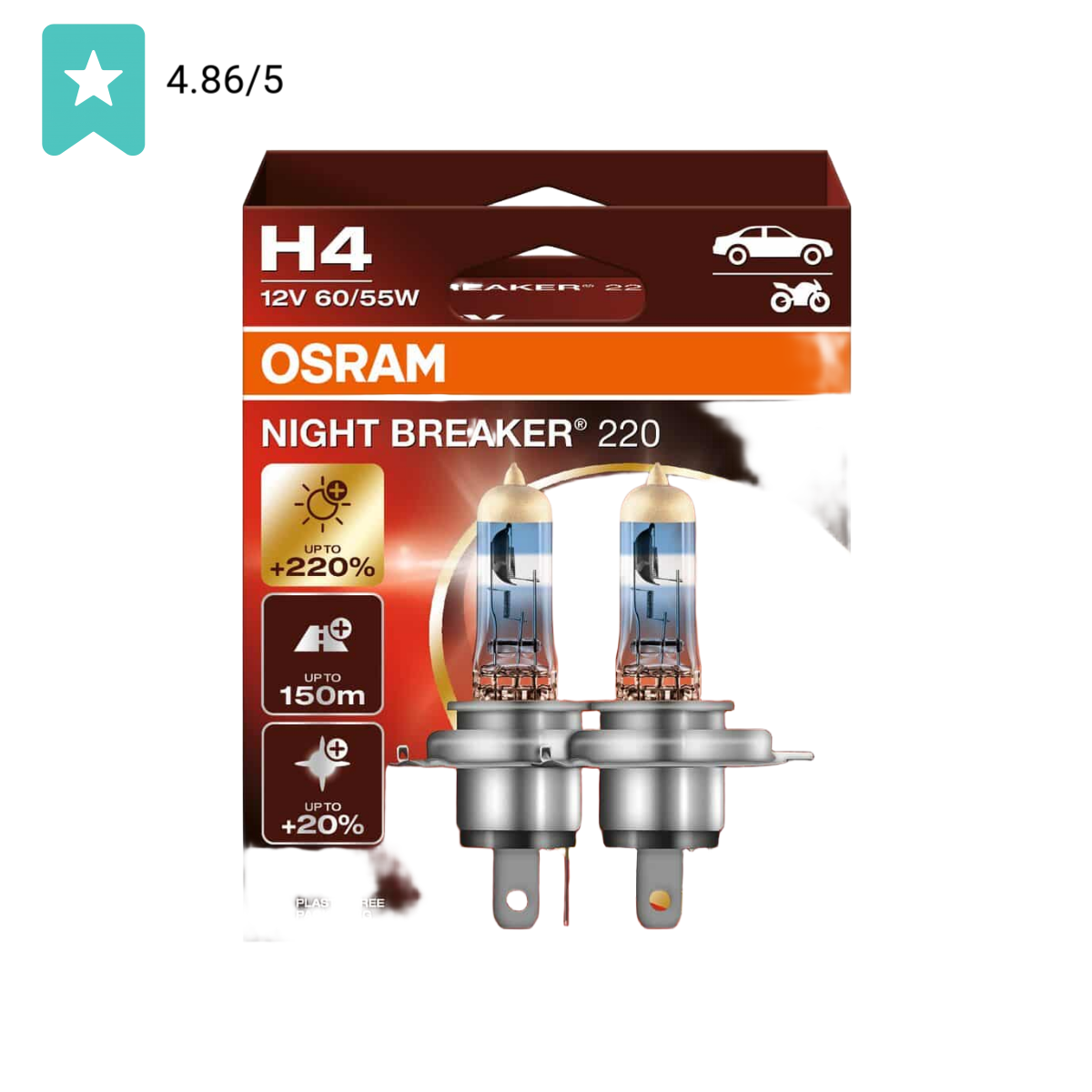 Osram Night Breaker 220 H4 12V/60 W - 64193nb220-2hb - Set 2 Stuks | Dutch Performance Products