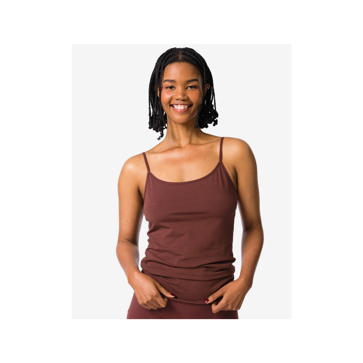 HEMA Dameshemd katoen spaghettibandjes donkerbruin (donkerbruin)