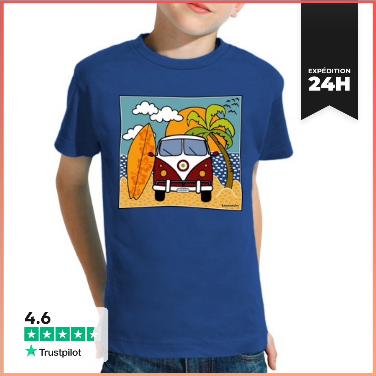 Tee Shirt Pour Enfant Manche Courte Surfer Pourquoi Les Tuyaux-image