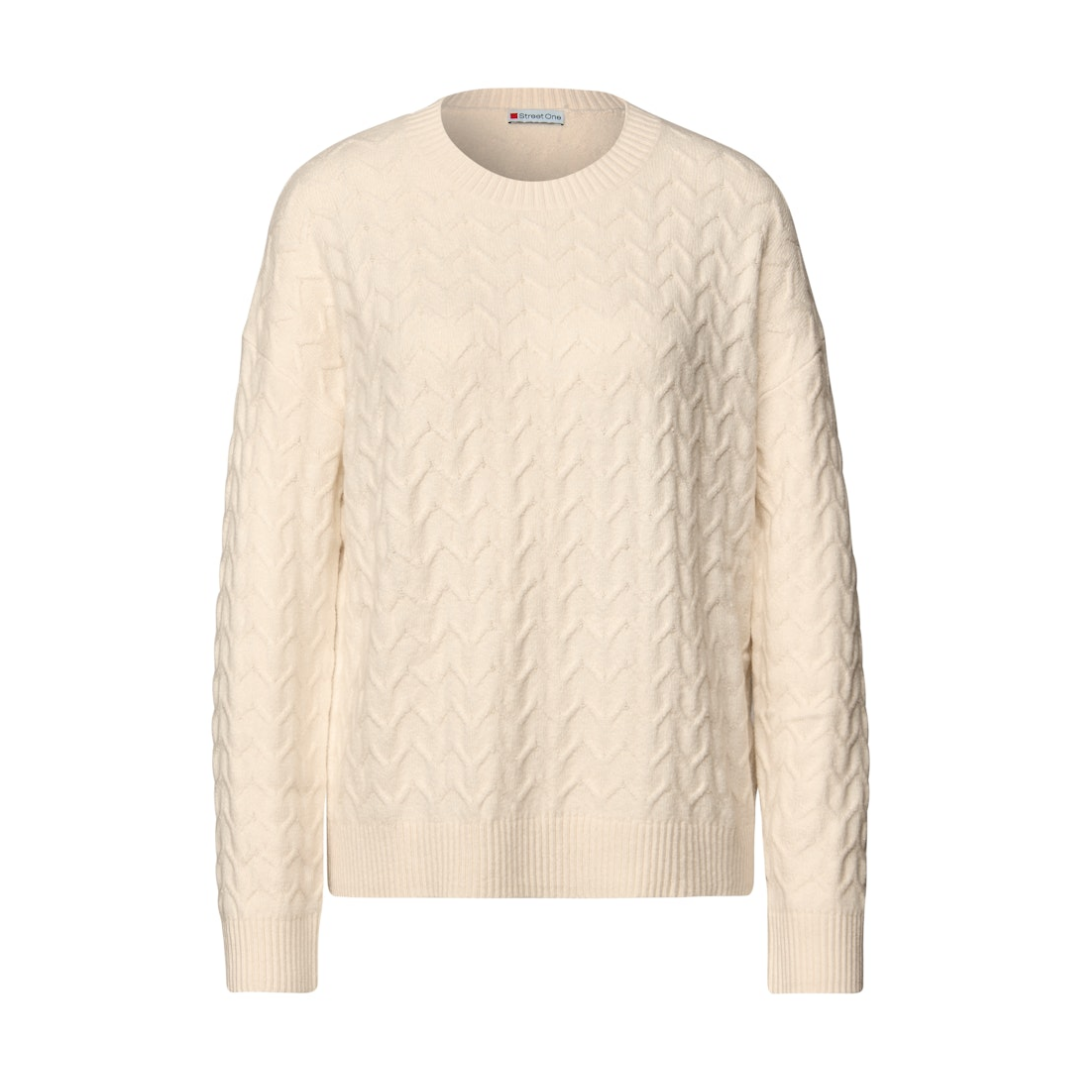 Street One Pullover Strukturpullover Baumwolle-Polyacryl-Nylon Soft Beige