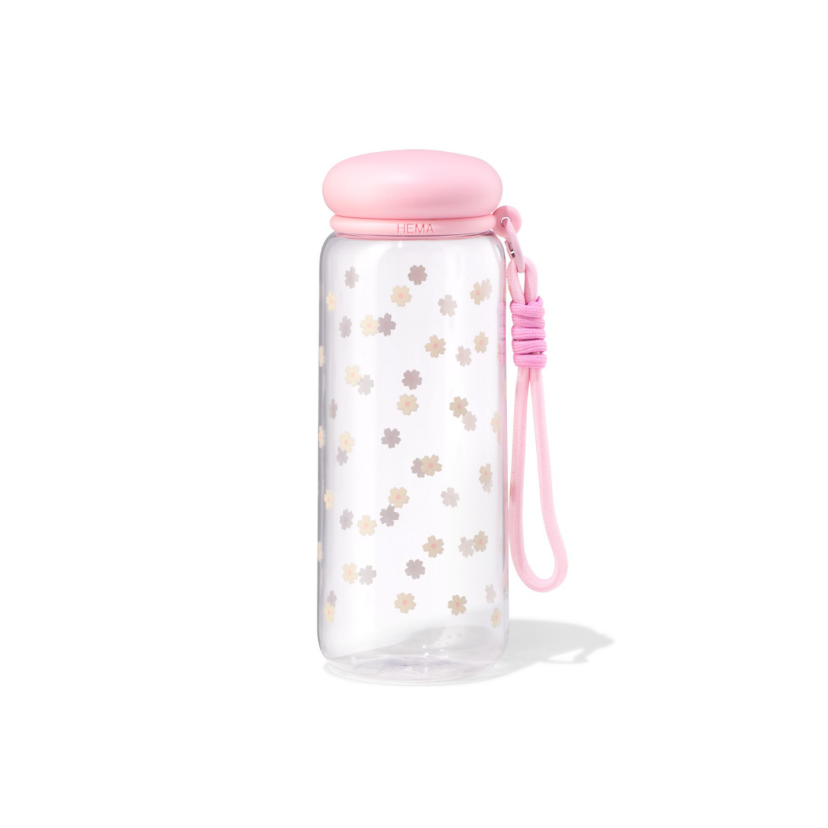 HEMA Waterfles 700ml met draagkoord bloemen