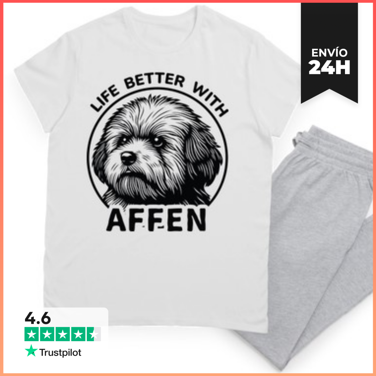 Pijama La vida es mejor con un perro Affen laTostadora