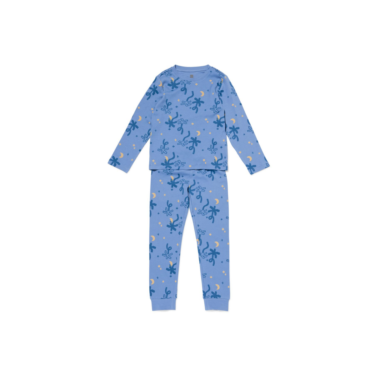 HEMA Kinderpyjama rib palmen blauw (blauw)