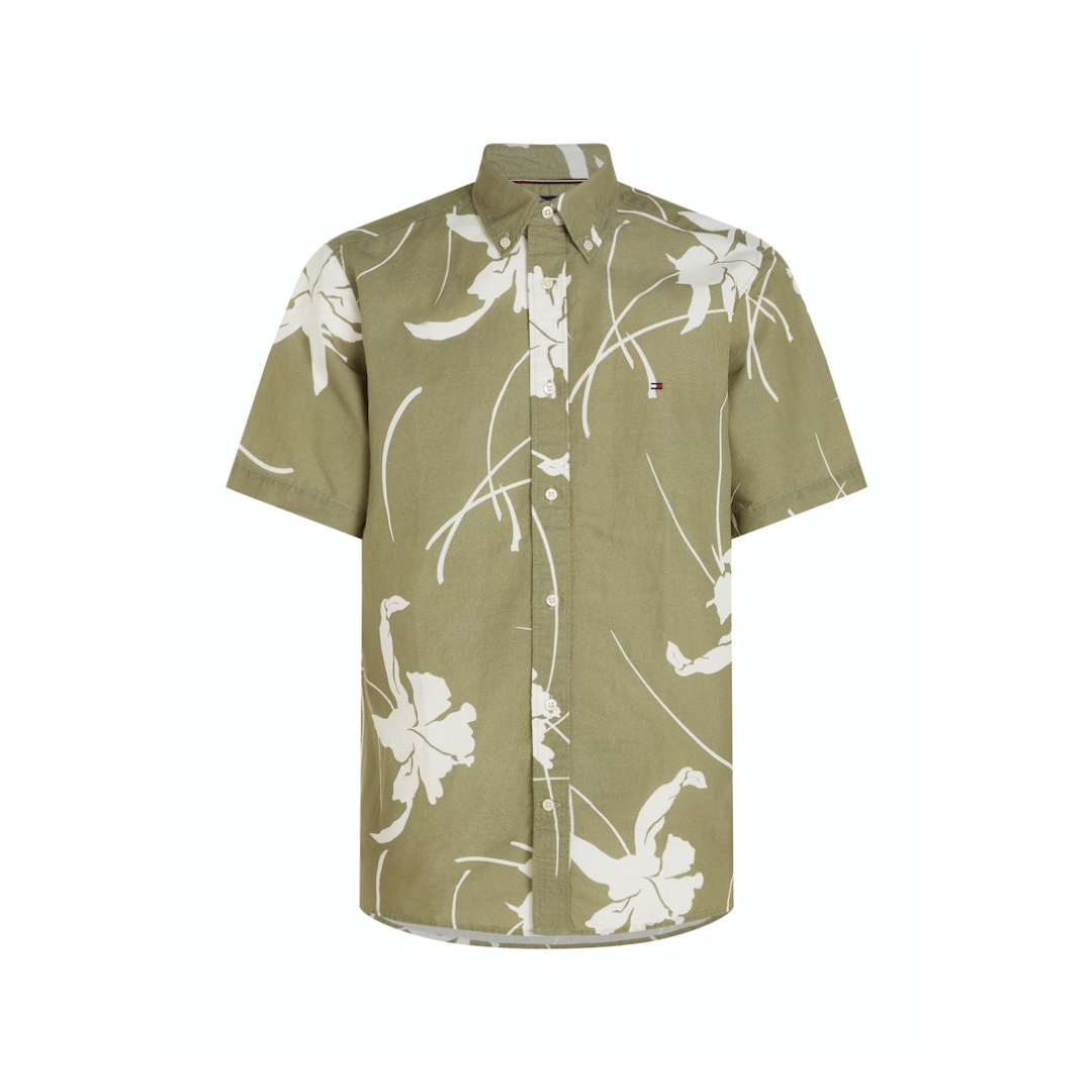 Tommy Hilfiger - Herren Kurzarmhemd - Grün - Weiß - Größe: M - bei Tara-M