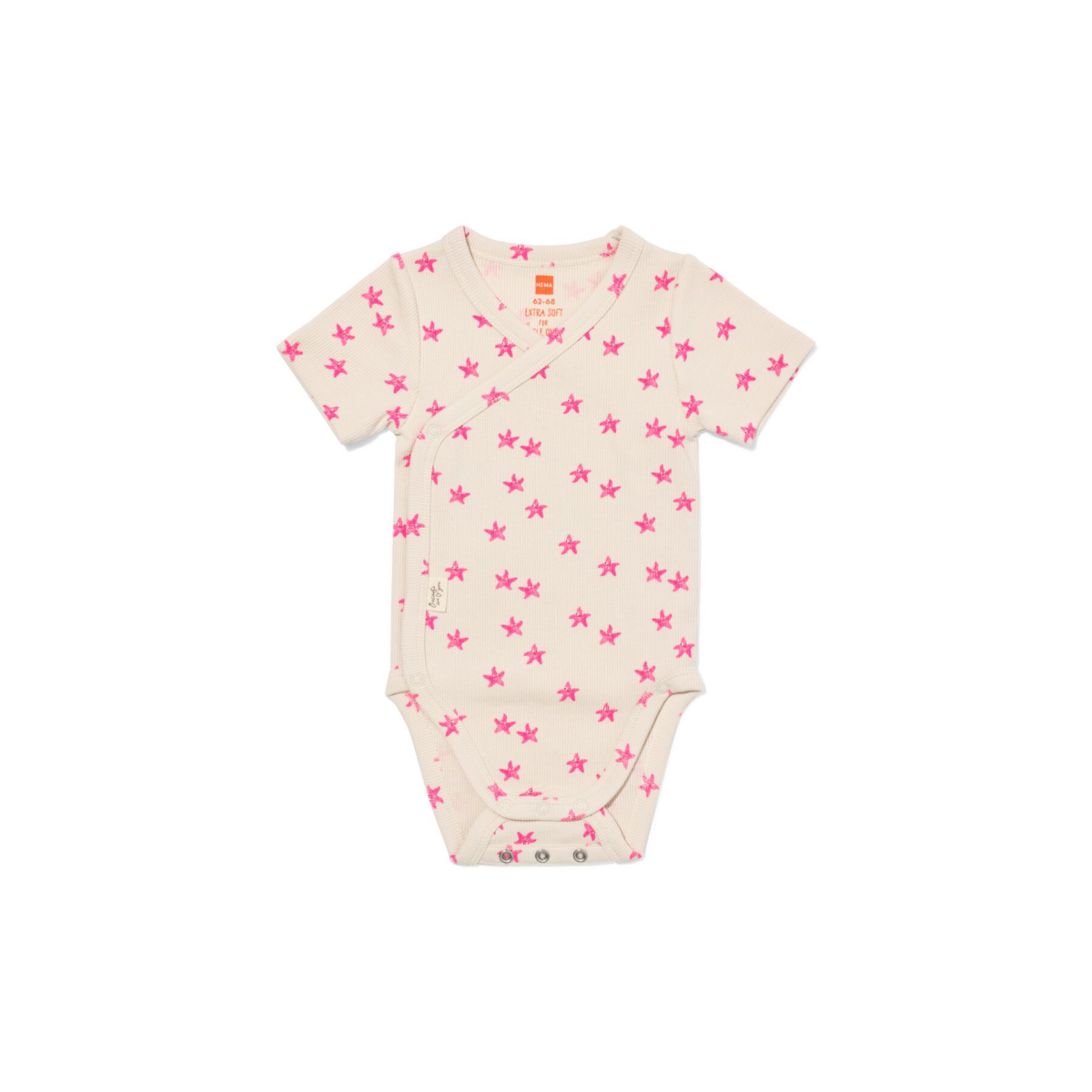 HEMA HEMA Newborn Meegroei Overslagromper Rib Ecru (ecru)