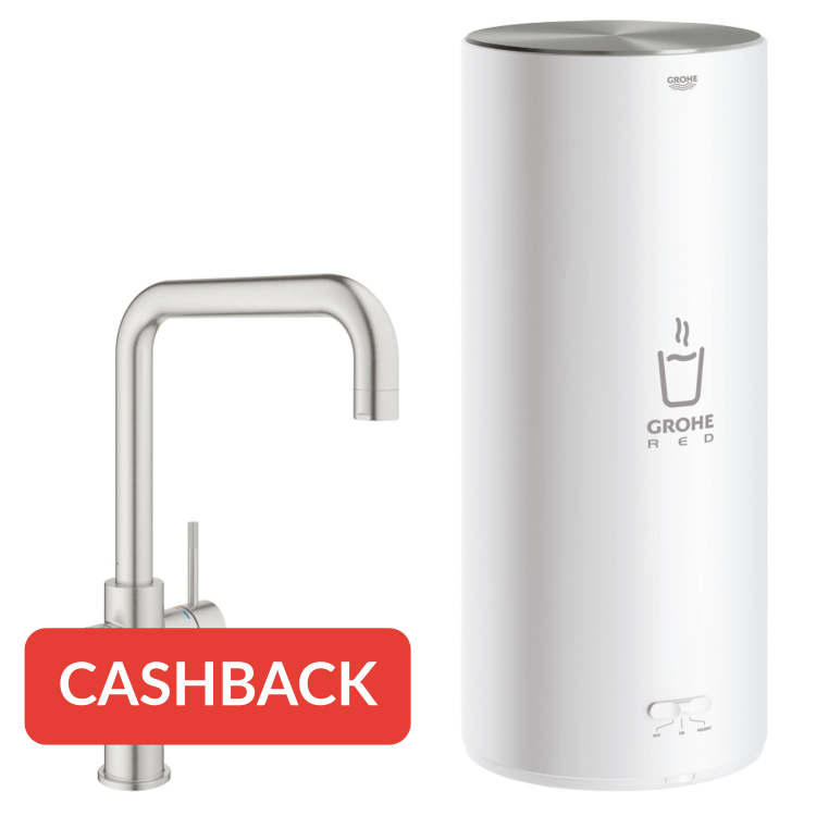 Grohe Red 3-in-1 kokendwaterkraan met U-uitloop en L-size boiler supersteel