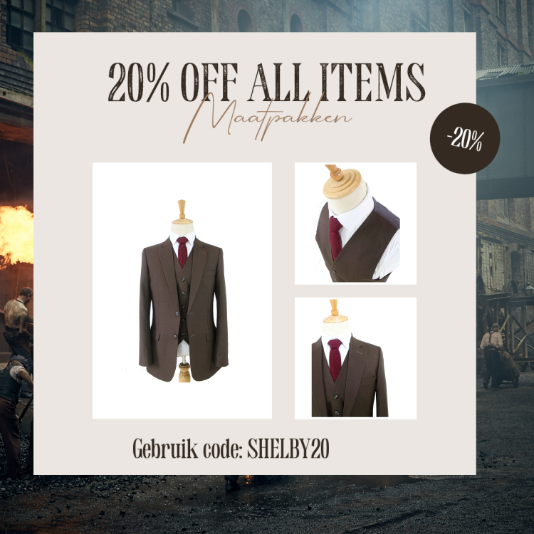 Maatpak Voor Heren | 3-delig Pak | Bruin | Kamgaren Wol | Lichtgewicht & Ademend | Peaky Blinders