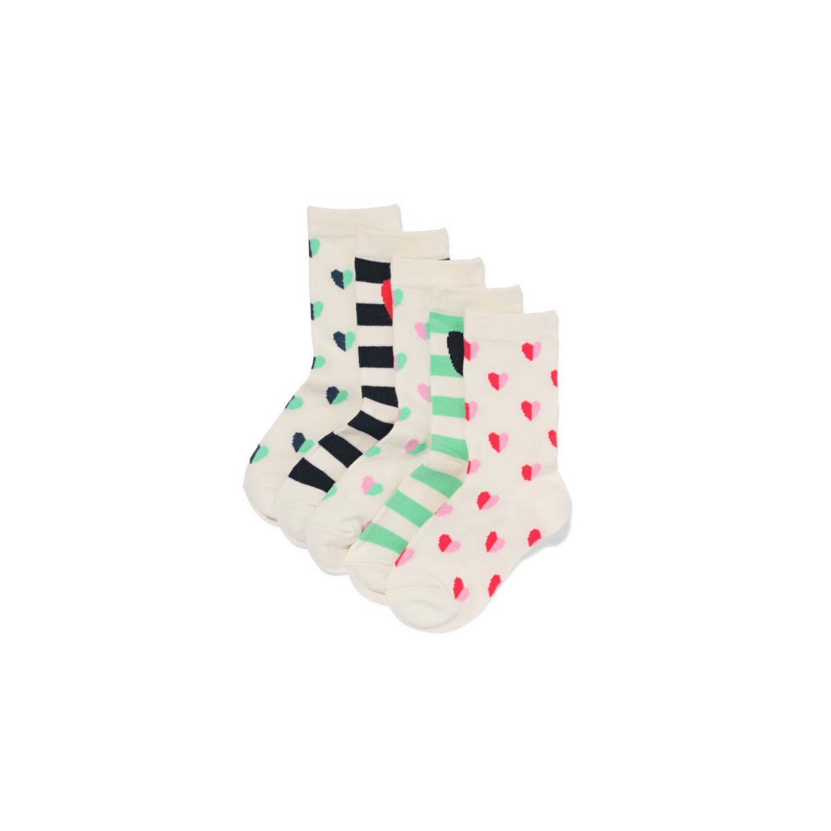 HEMA Kindersokken hartjes - 5 paar beige (beige)