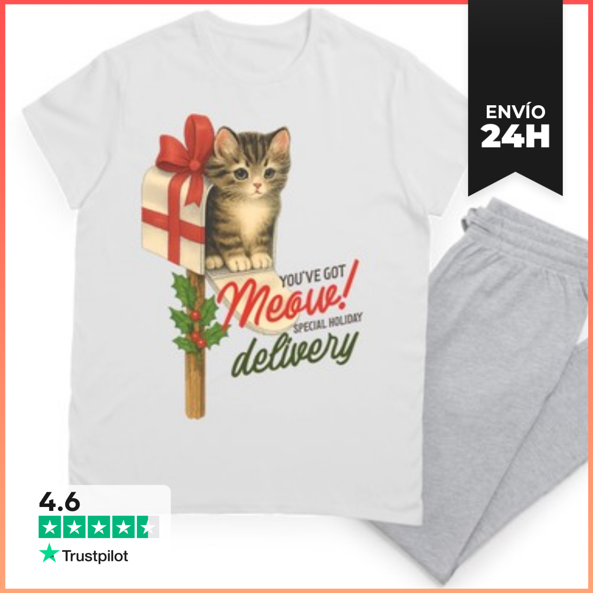 Pijama YOUVE GOT MEOW SPECIAL HOLIDAY DELIVERY XMAS LaTostadora