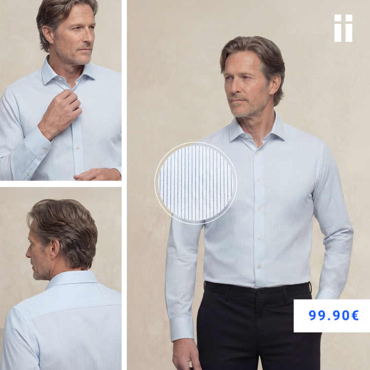 Camisa de vestir hombre estampado rayas azul marino regular