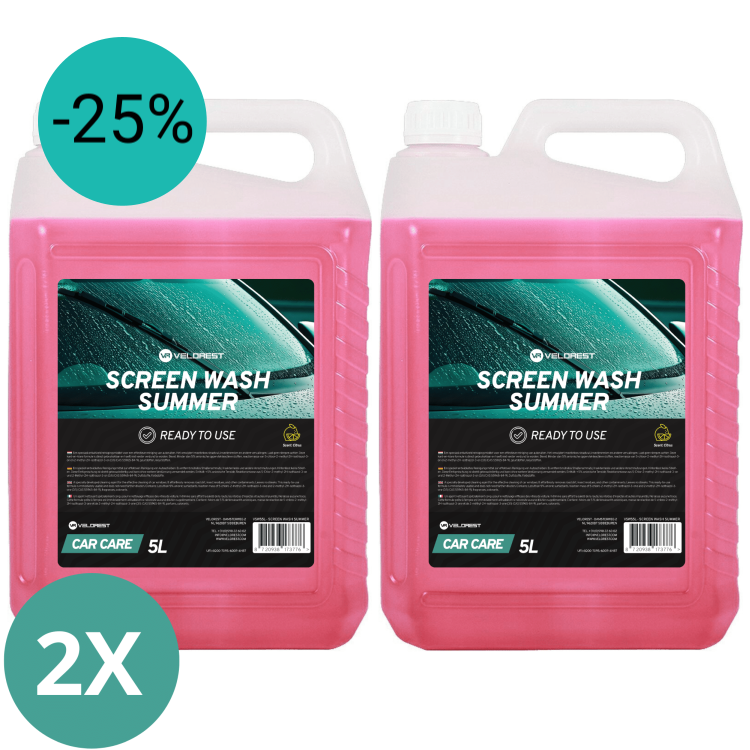 2-Pack Velorest Screen Wash Summer 5L - Ruitenwisservloeistof Kant & Klaar | Ruitenvloeistof Zomer | Dutch Performance Products