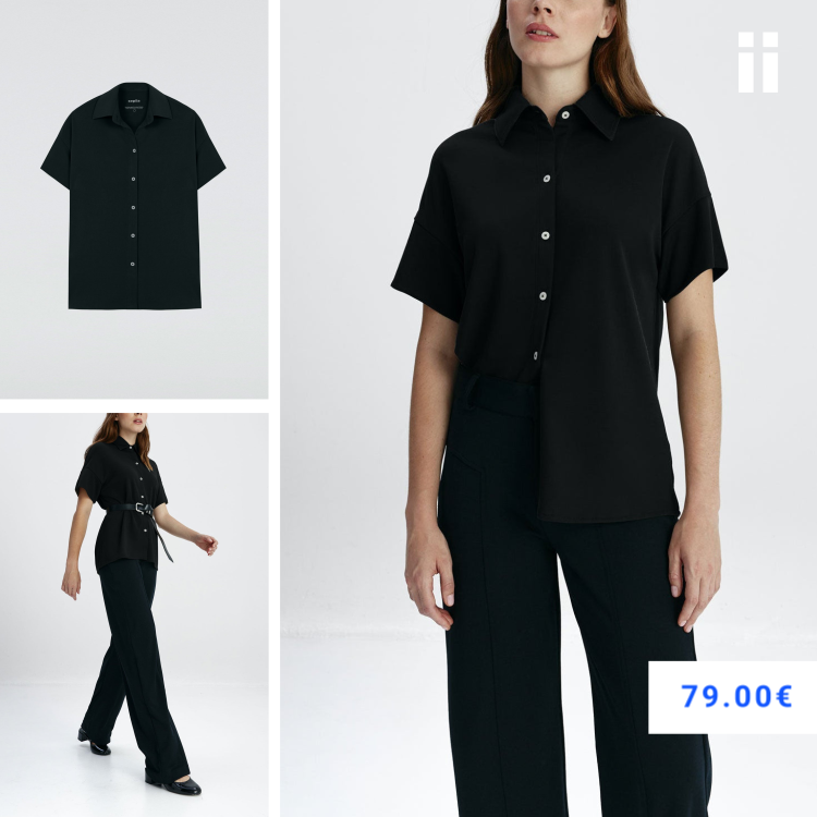 Camisa manga corta de mujer negra