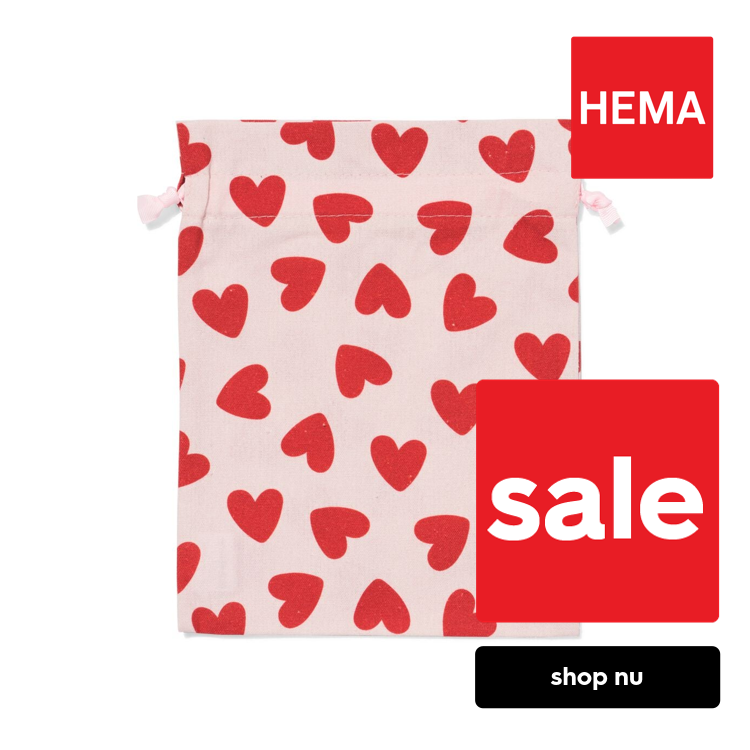 HEMA Cadeauzakje M stof hart (rood)