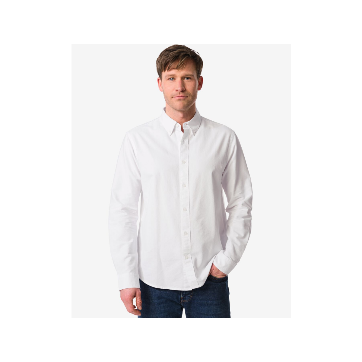 HEMA Heren oxford overhemd wit (wit)