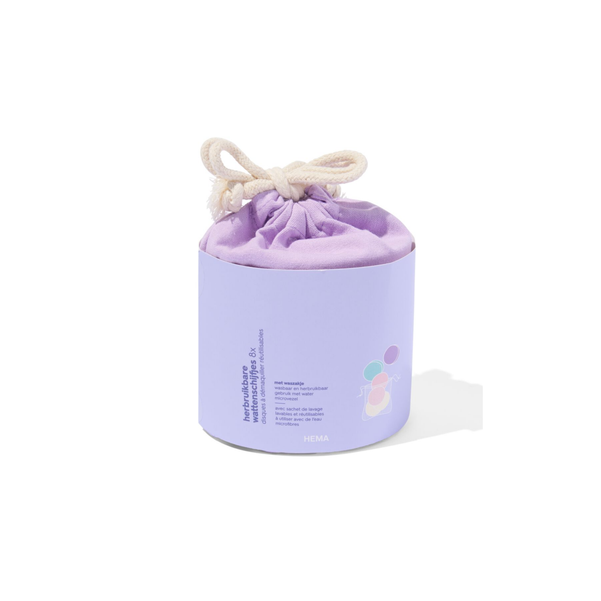 HEMA Herbruikbare wattenschijfjes met was- en bewaarzakje Ø8cm - 8 stuks
