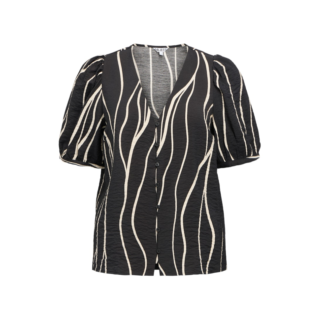 Object - Damen Kurzarmbluse - Schwarz - Größe: 40 - bei Tara-M