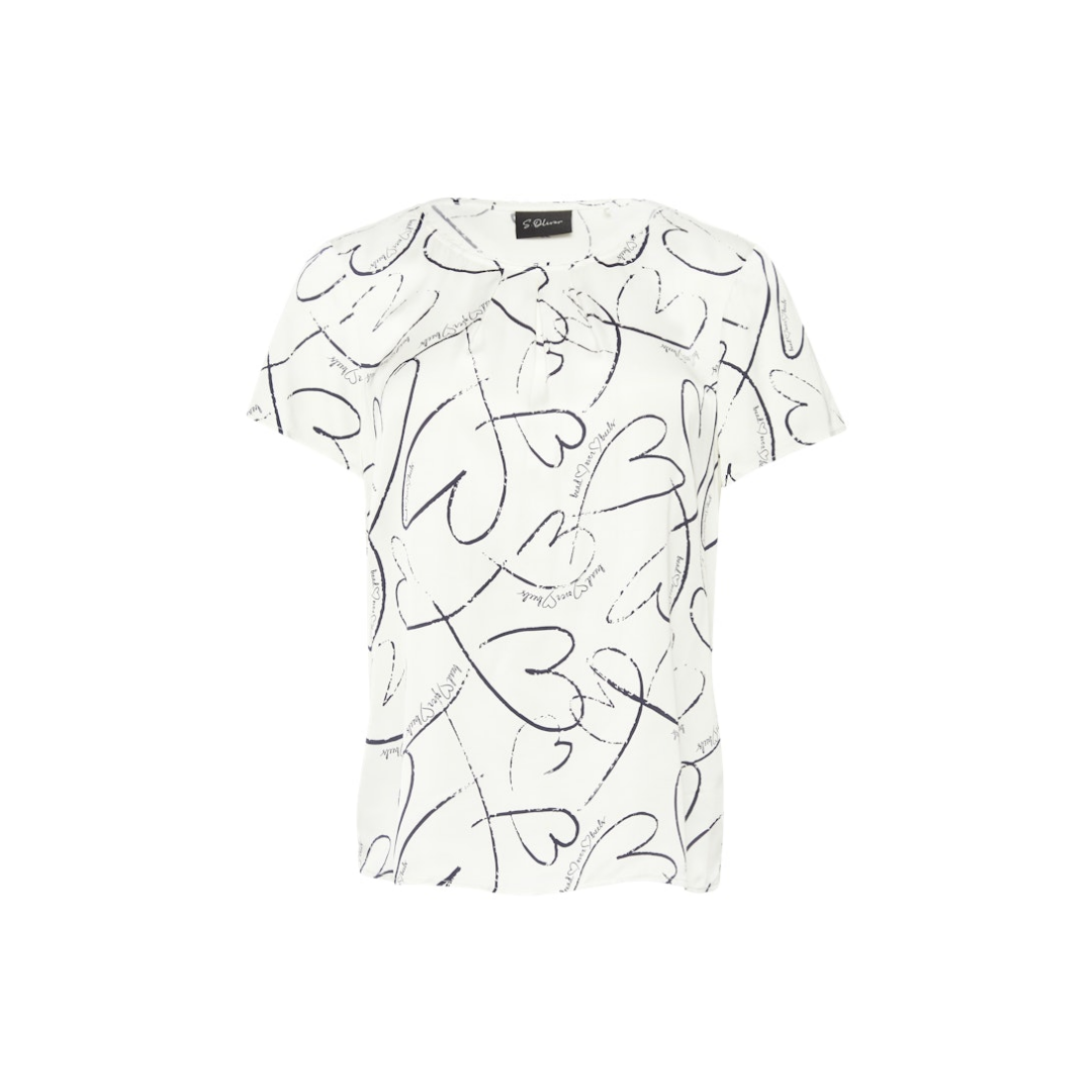 s.Oliver Black Label - Damen Kurzarmbluse - Weiß - Größe: 42 - bei Tara-M