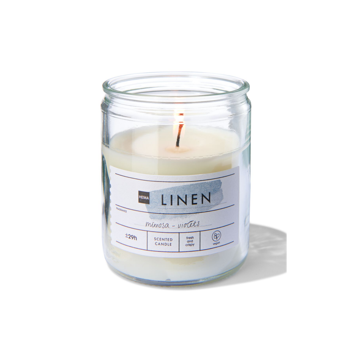 HEMA HEMA Geurkaars In Glas Ø6.5 Linen (wit)