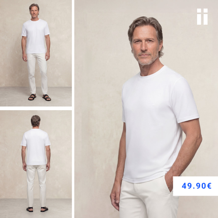 Camiseta hombre cuello redondo blanca Soft