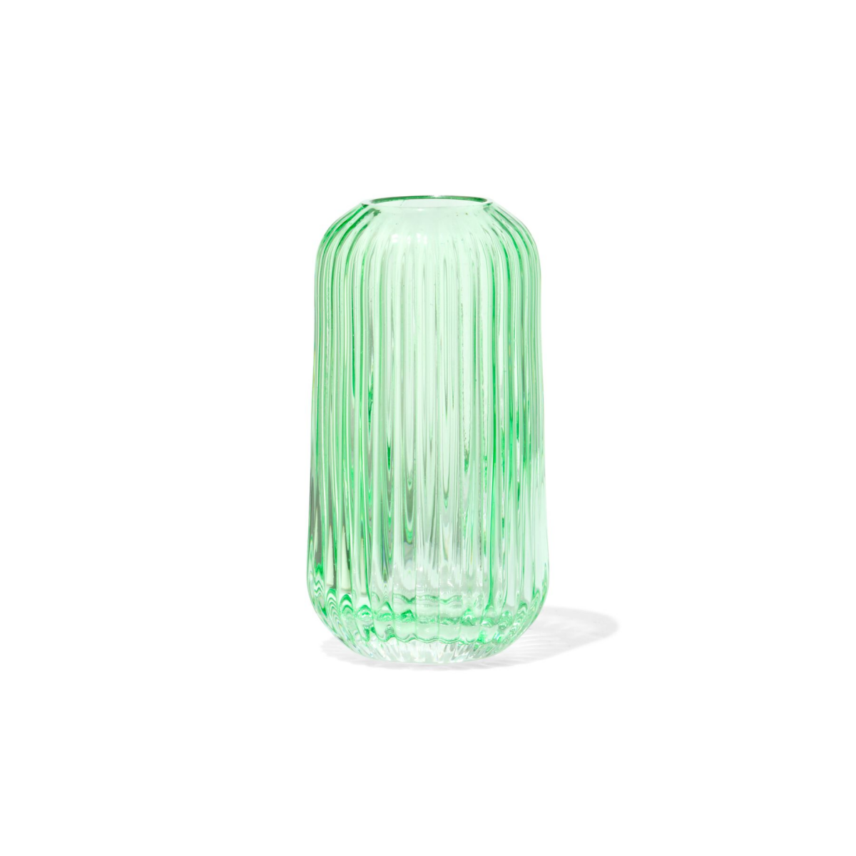 HEMA HEMA Vaas Voor Geurstokjes ⌀5.5x11cm Glas Ribbel Groen (groen)