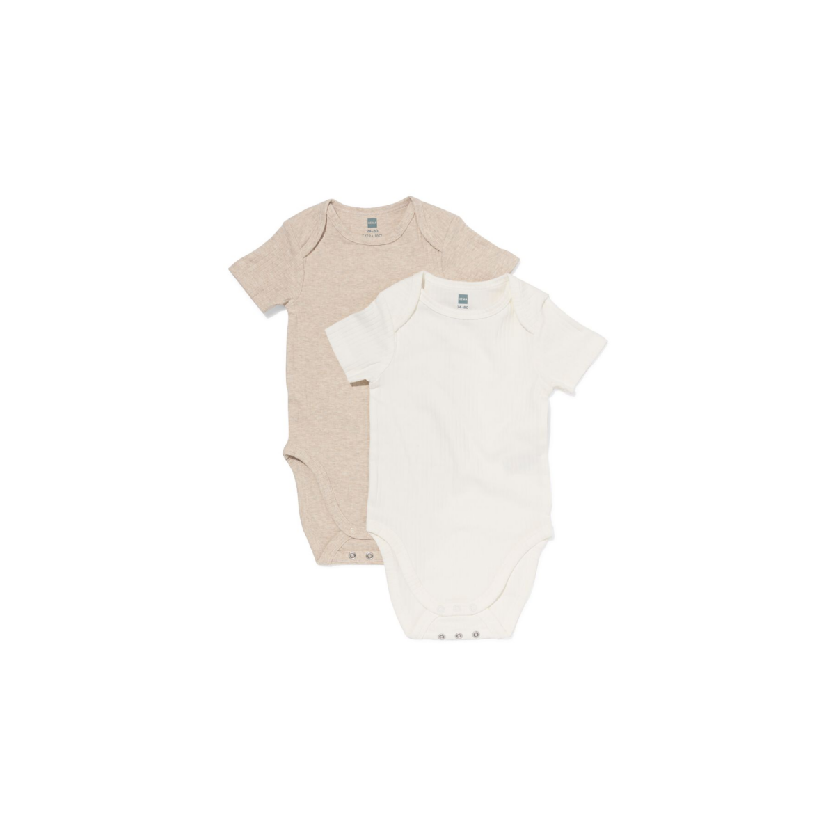 HEMA Baby meegroeiromper LENZING™ ECOVERO™ rib - 2 stuks naturel (naturel)