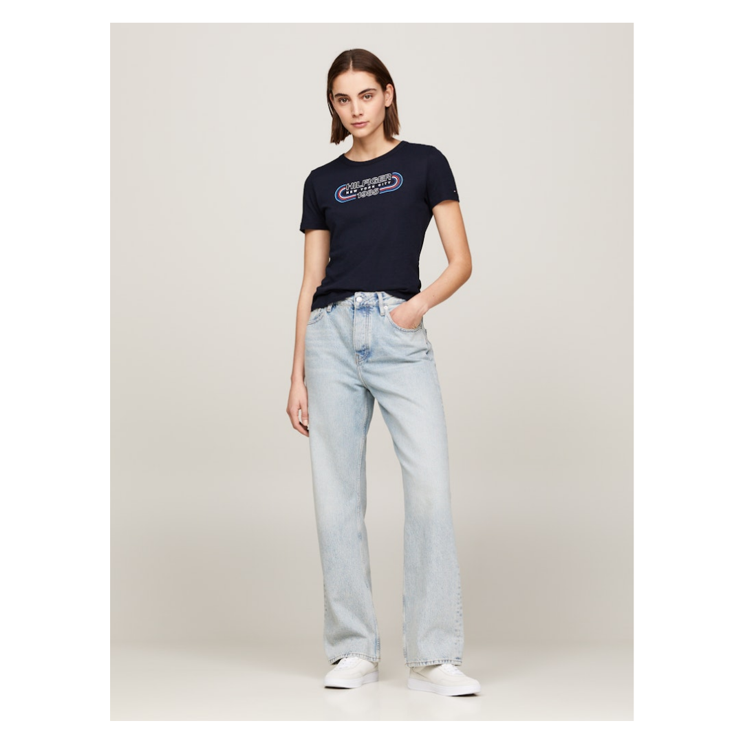 Tommy Hilfiger - Damen T-Shirt - Blau - Größe: L - bei Tara-M