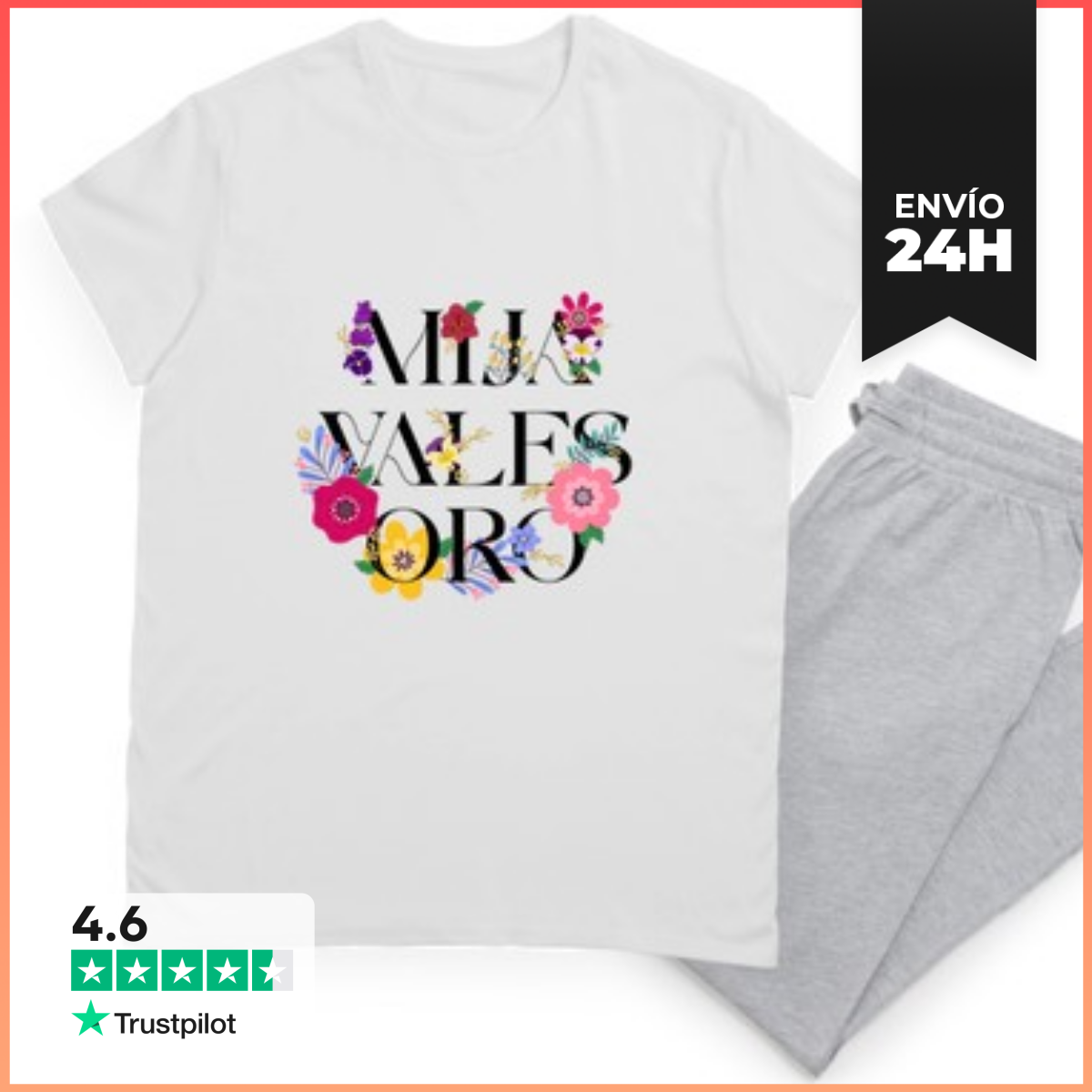 Pijama Mija Vales Oro Diseño Floral De Empoderamiento Latino