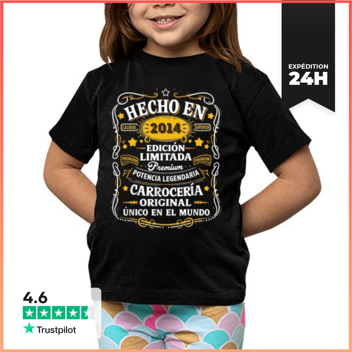 Tee Shirt Pour Enfant Manche Courte Fait En 2014 éDition LimitéE Cadeau Anniversaire-image