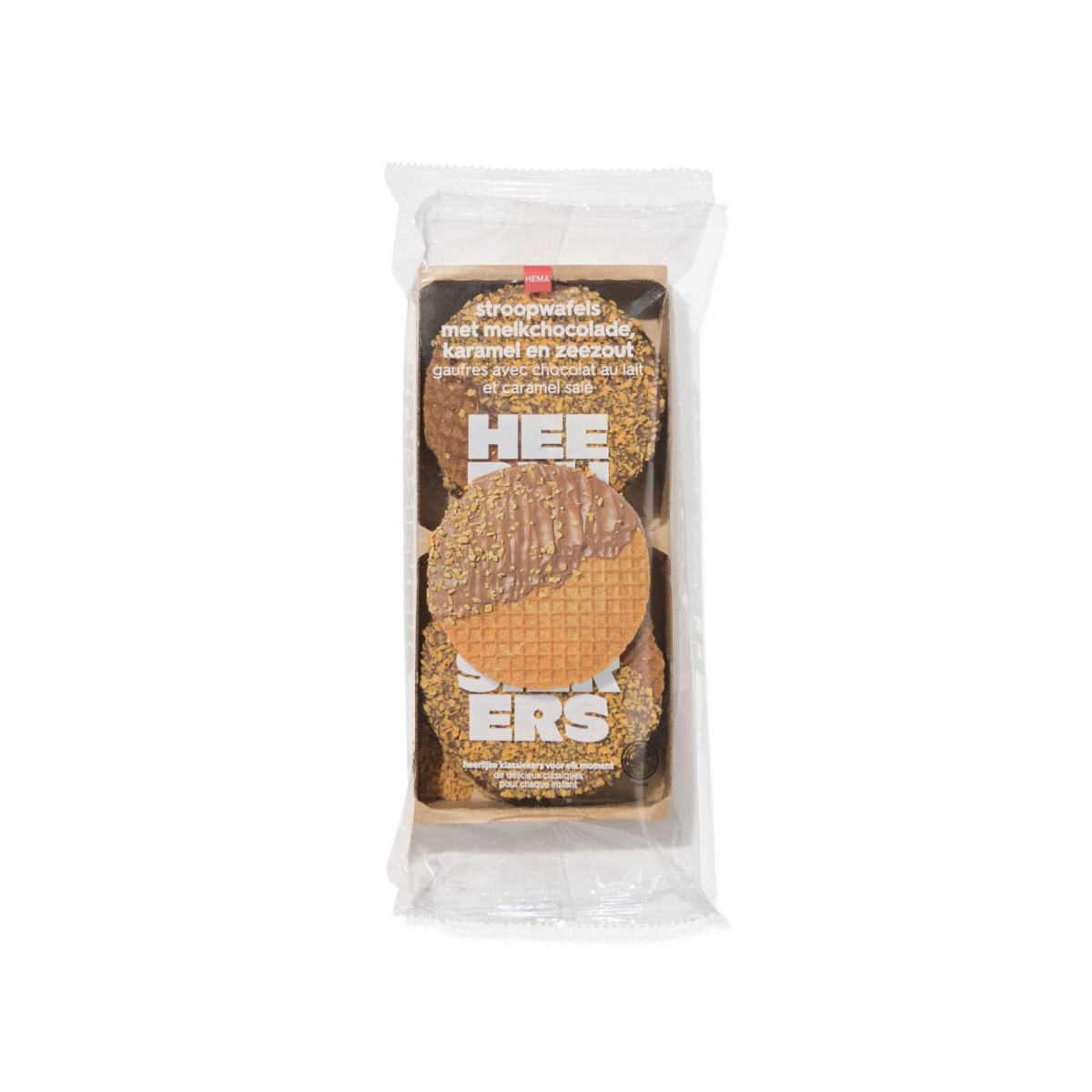 HEMA Stroopwafels met melkchocolade, karamel en zeezout 231g