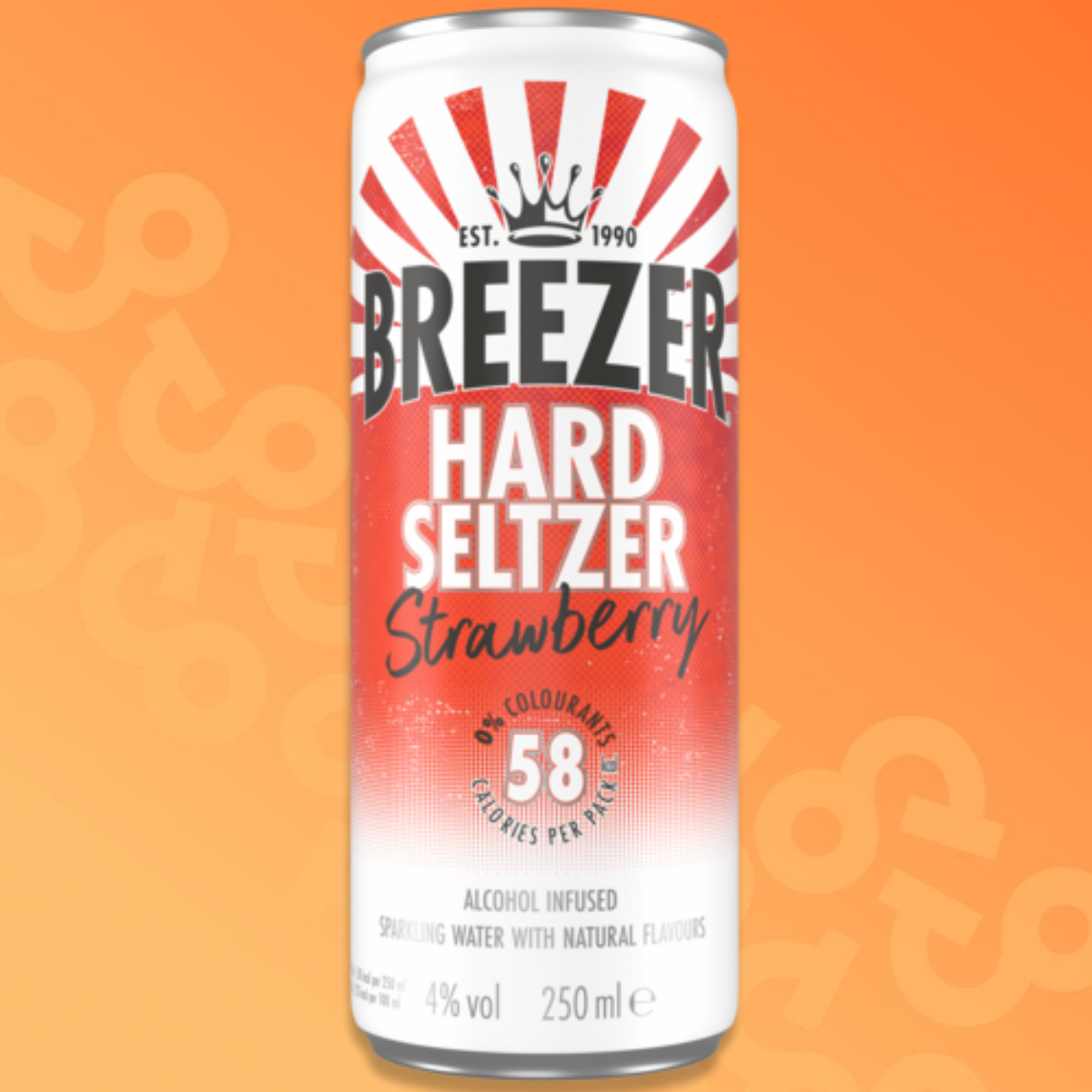 Can of Breezer Hard Seltzer Strawberry 25 cl