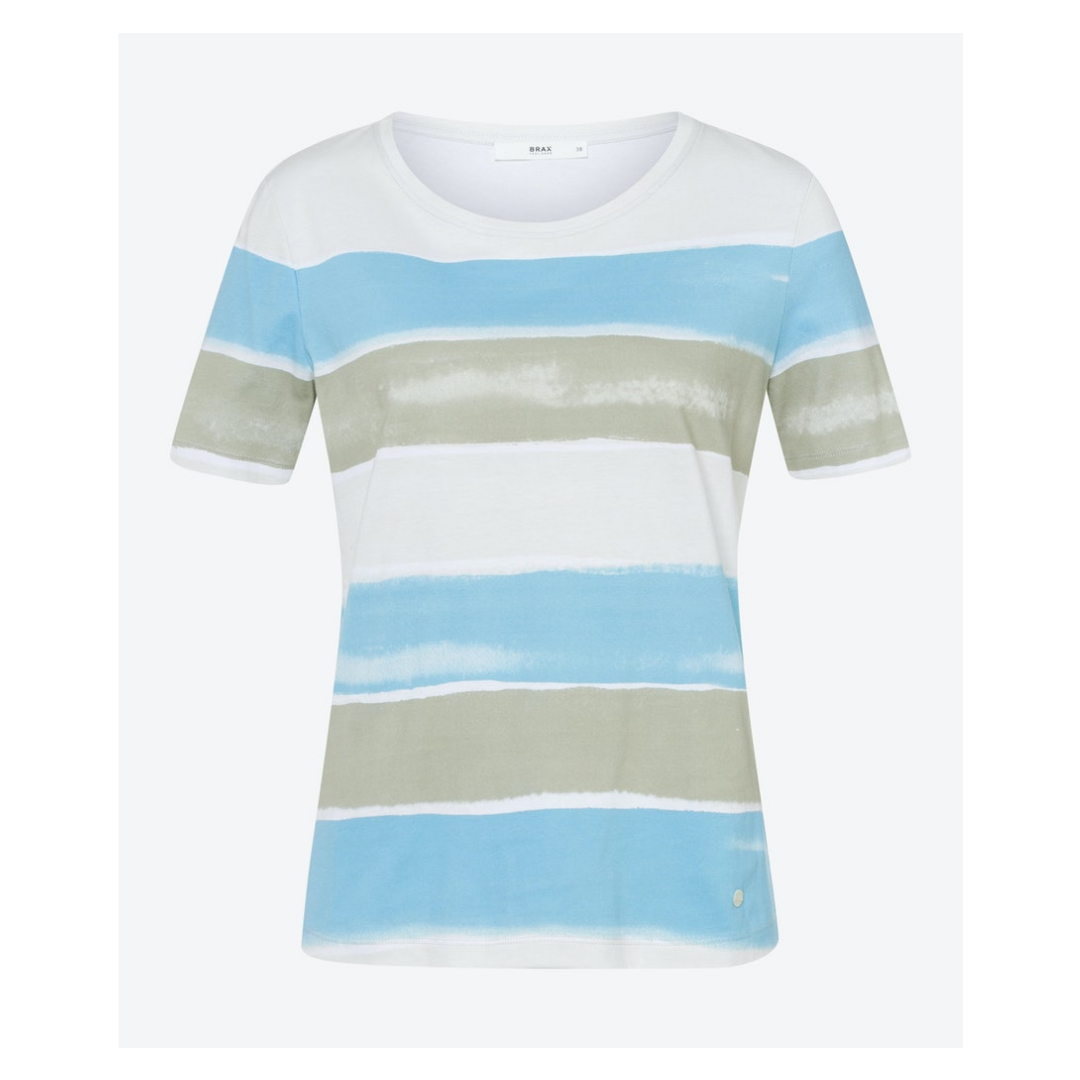 Brax - Damen T-Shirt - Blau/Grün - Größe: 36 - bei Tara-M