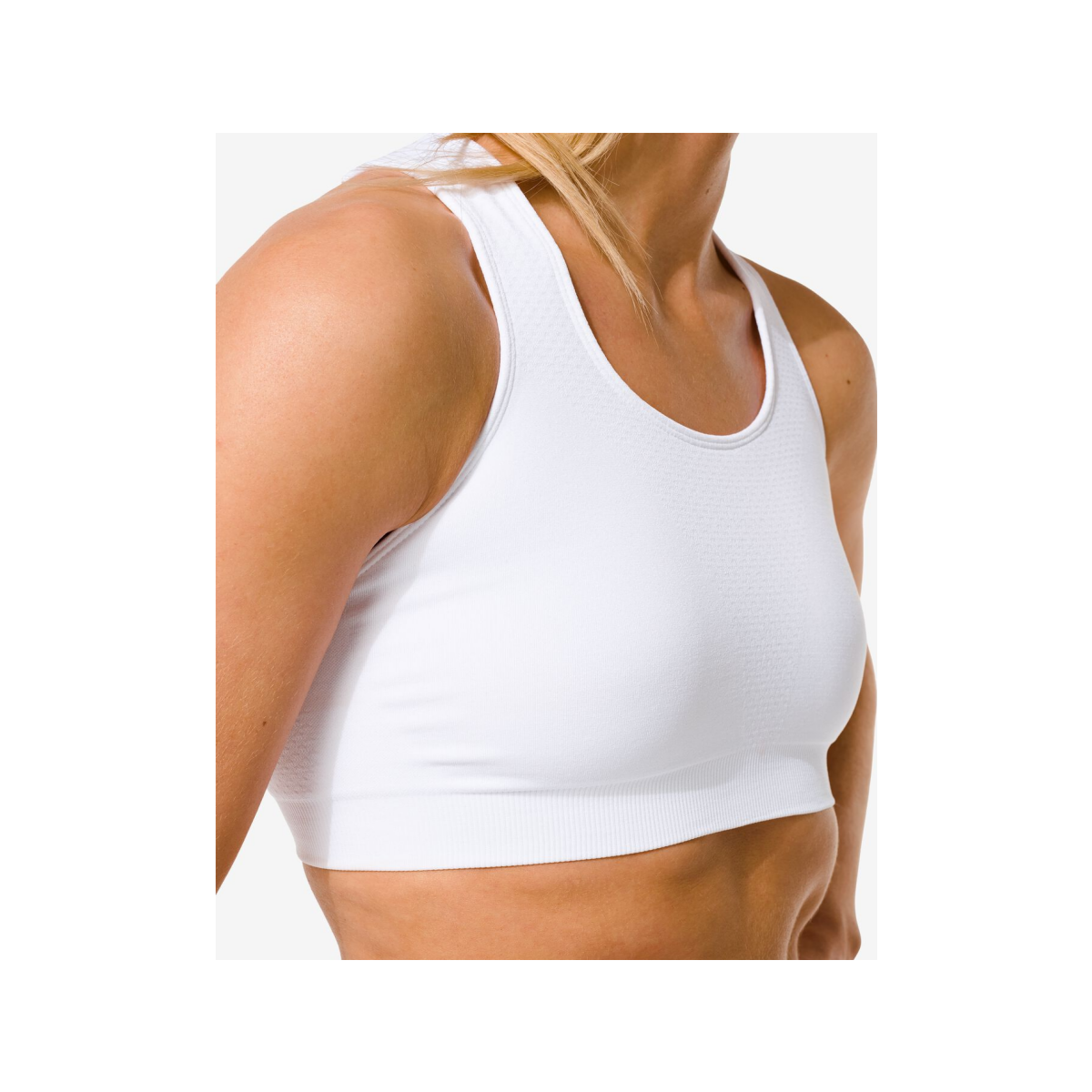HEMA Niet voorgevormde sporttop medium support zonder beugel naadloos wit (wit)
