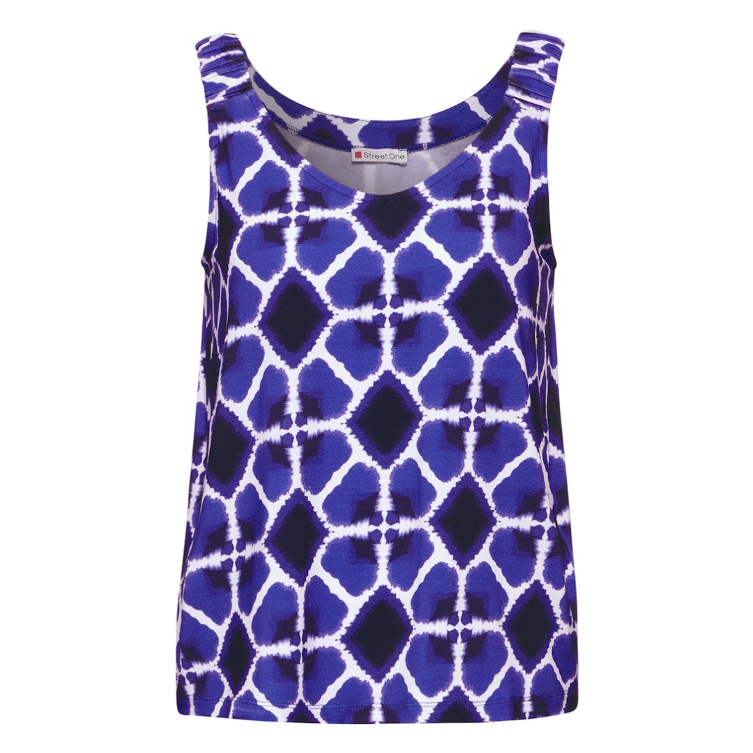 Street One Top Print V-Ausschnitt Violet Blue