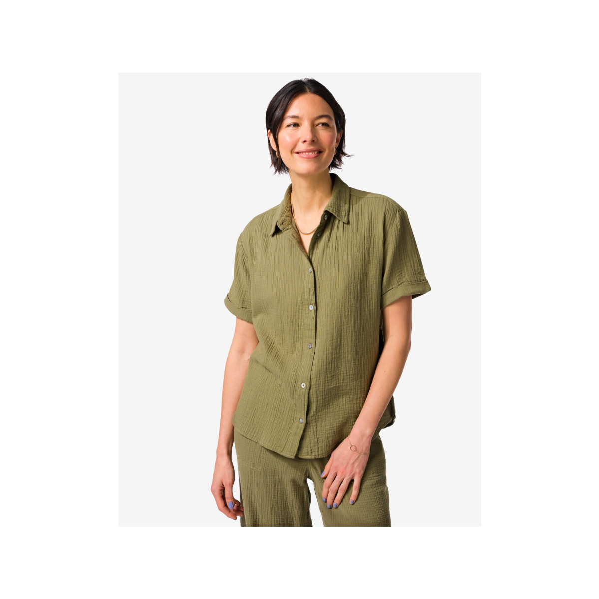 HEMA Damesblouse Kai mousseline groen (groen)
