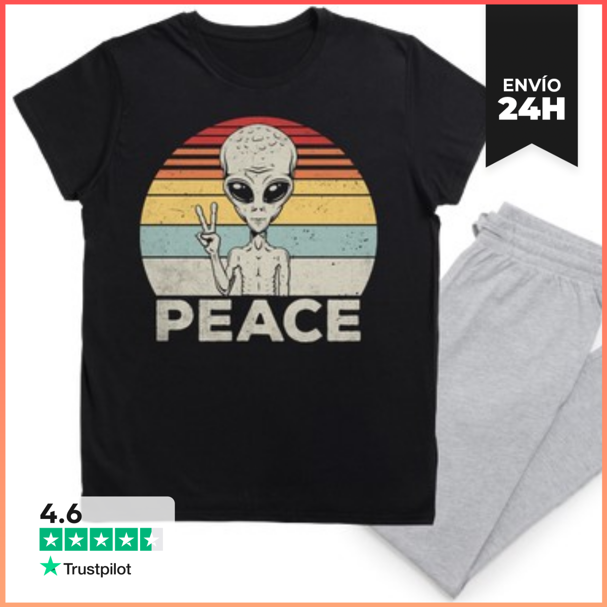 Pijama PEACE ALIEN PUESTA DE SOL RETRO laTostadora