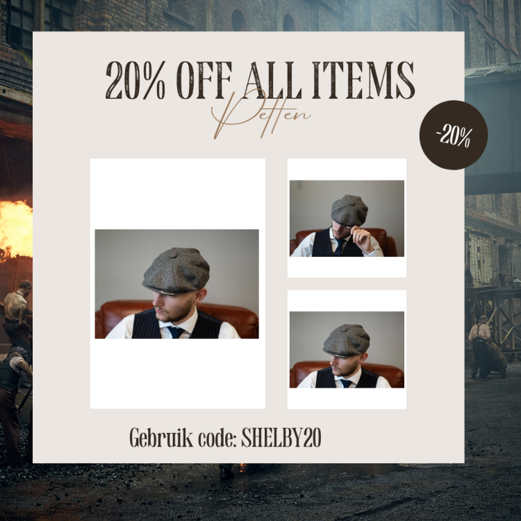 Archie Cap | Grijs | 8-panelen | 100% Wol Twill | Peaky Blinders