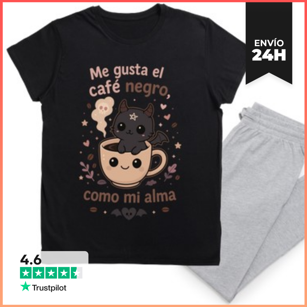 Pijama CAFE NEGRO COMO MI ALMA laTostadora