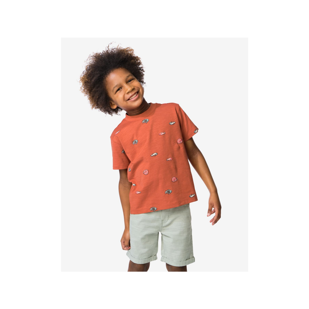 HEMA Kinder T-shirt vissen lichtbruin (lichtbruin)