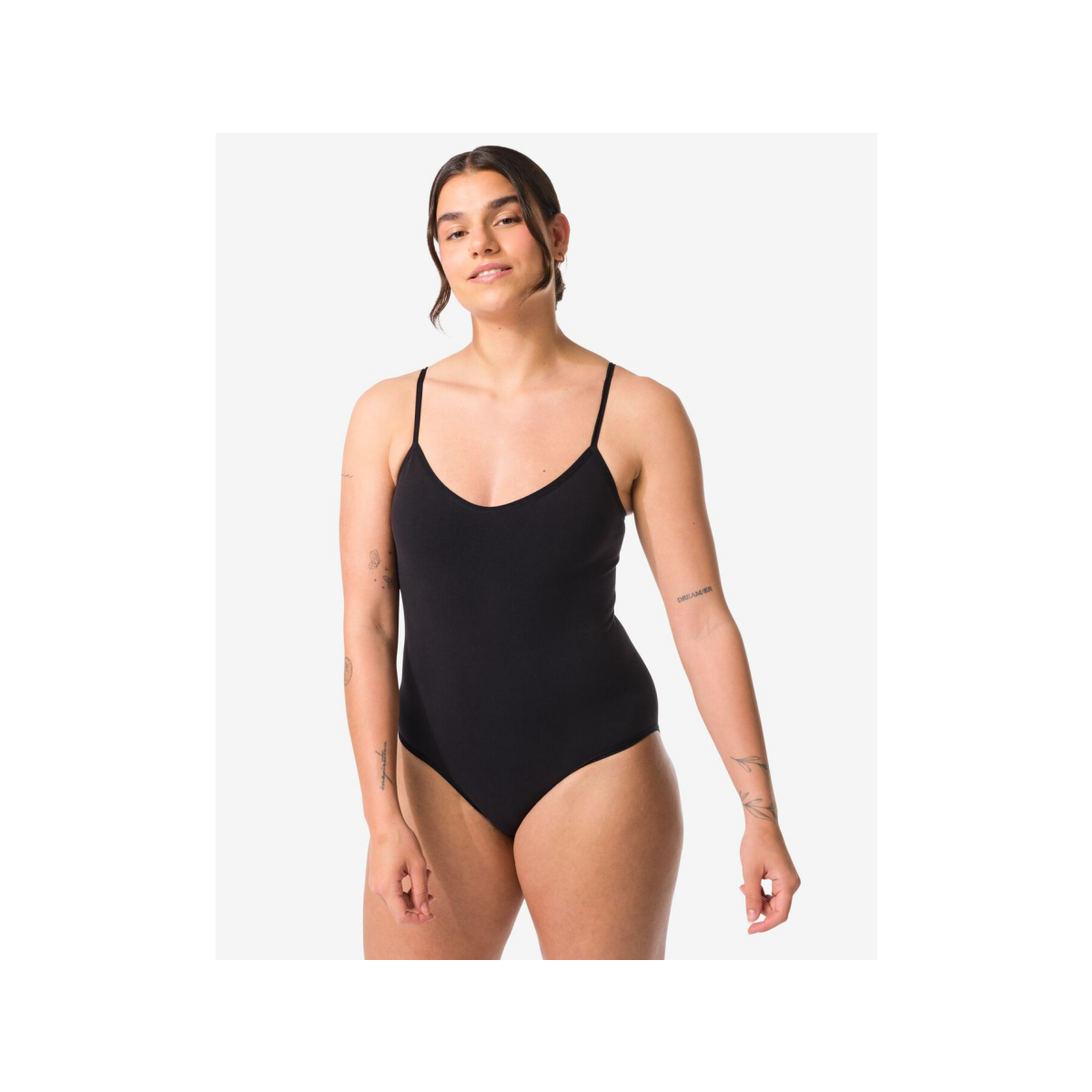 HEMA HEMA Licht Corrigerende Damesbody Naadloos Katoen Zwart (zwart)